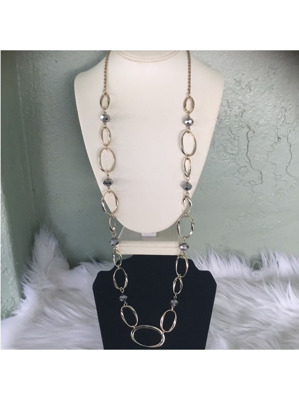 Avon Mirage Long Link Necklace Goldtone